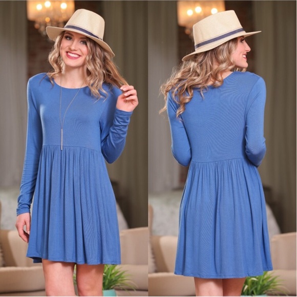 Infinite Raine long sleeve dress/tunic Blue - Picture 1 of 3